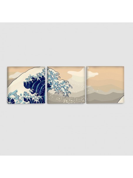 La grande onda - Quadro su Tela - 3 pannelli