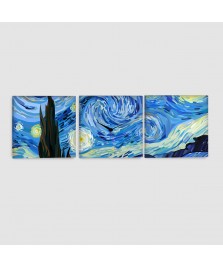 Notte Stellata di Van Gogh - Quadro su Tela - 3 pannelli con