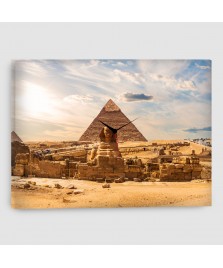 Giza, Piramidi - Quadro su tela - Rettangolare con Orologio