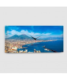 Napoli, Vesuvio - Quadro su tela - Rettangolare con orologio