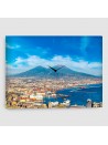 Napoli, Vesuvio - Quadro su tela - Rettangolare con orologio