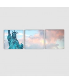 New York, Statua della Libertà - Quadro su tela - 3 Pannelli