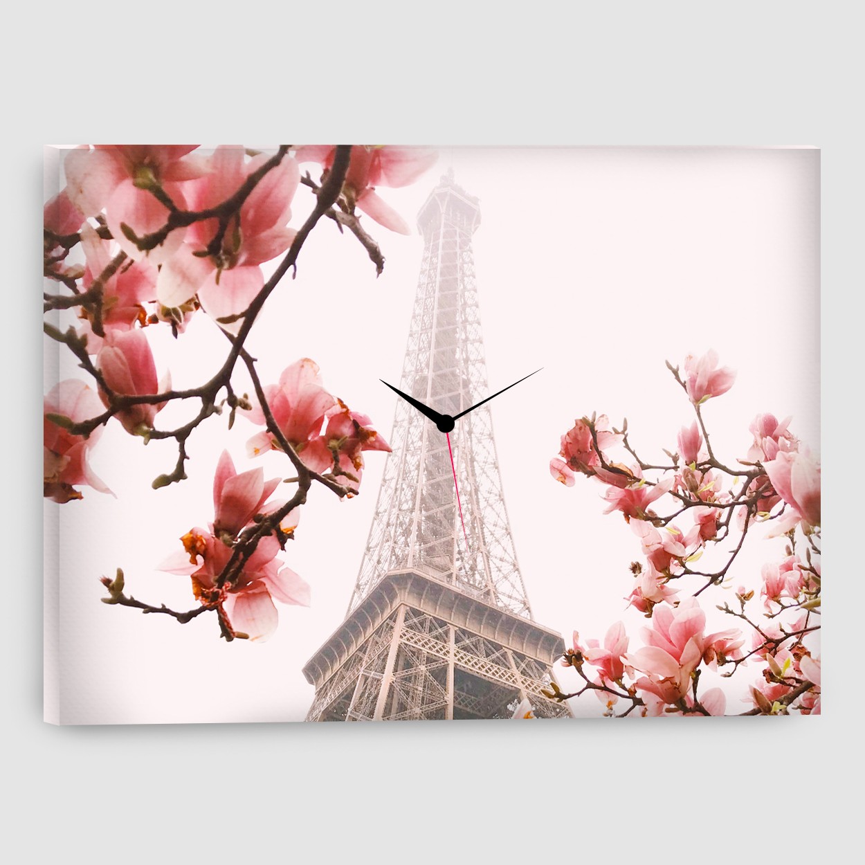 Parigi, Torre Eiffel - Quadro su tela - Rettangolare con orologio | Ikiki