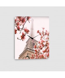 Parigi, Torre Eiffel - Quadro su tela - Verticale con orologio