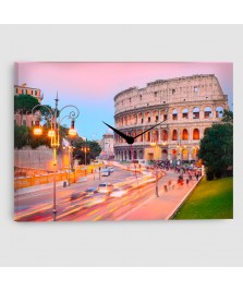 Roma, Colosseo - Quadro su tela - Rettangolare con orologio