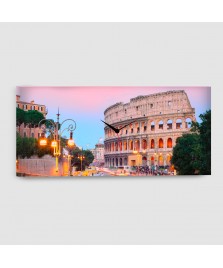 Roma, Colosseo - Quadro su tela - Rettangolare con orologio