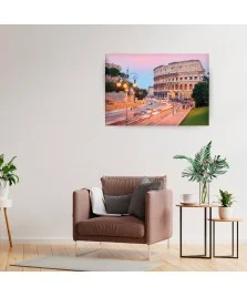 Roma, Colosseo - Quadro su tela - Rettangolare con orologio