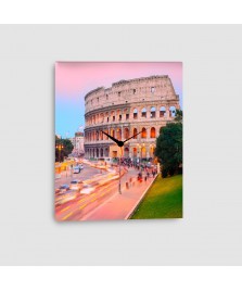 Roma, Colosseo - Quadro su tela - Verticale con orologio