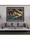 Carpe Koi - Quadro su tela con orologio - Rettangolare
