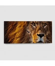Leone - Quadro su tela con orologio - Rettangolare