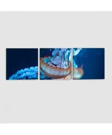 Meduse - Quadro su tela - 3 Pannelli con orologio