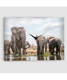 Elefante Africano - Quadro su tela - Rettangolare con orologio