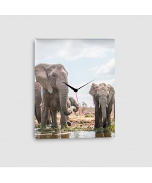 Elefante Africano - Quadro su tela con orologio - Verticale