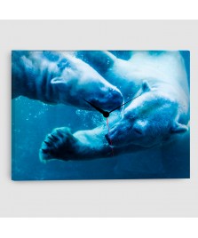 Orso Polare - Quadro su tela con orologio - Rettangolare
