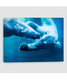 Orso Polare - Quadro su tela con orologio - Rettangolare