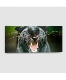Pantera Nera - Quadro su tela con orologio - Rettangolare