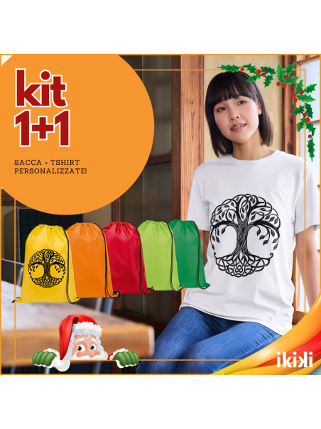 Kit T-shirt + Sacca in poliestere personalizzate