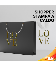Shopper di carta laminata lucida con stampa a caldo personalizzata