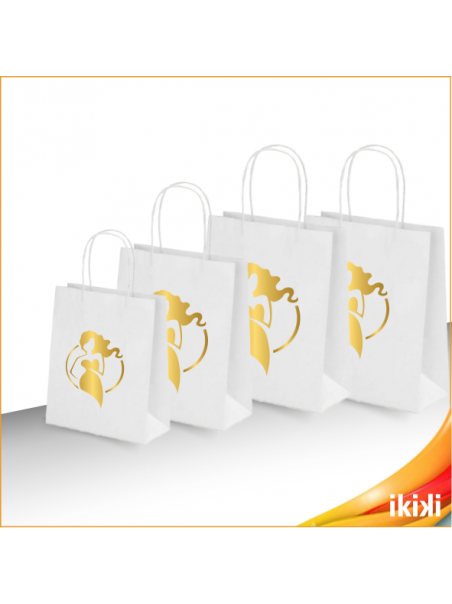 Shopper manico ritorto - Stampa a Caldo - Bianca