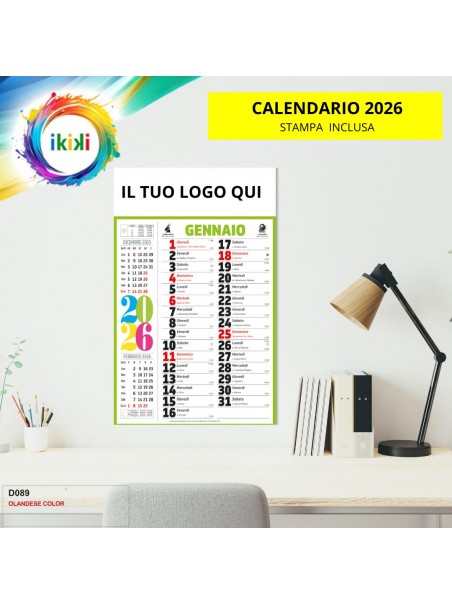 Calendario Olandese Color 2026 Personalizzato con Stampa Inclusa