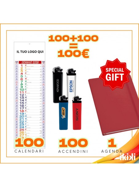 100 Calendari silouette + 100 Accendini + 1 agenda