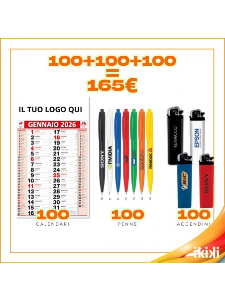 100 Calendari Olandesi 2026 + 100 Penne + 100 Accendini –